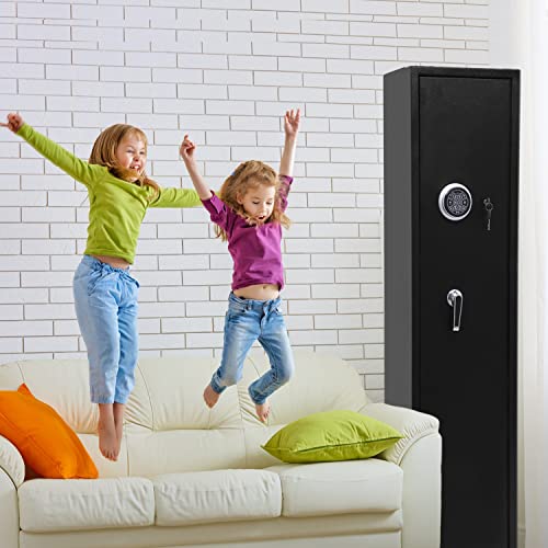 Bafuska Rifle Gun Safe,Quick Access 5 Gun safe for rifles and shotguns,large long gun safe with Digital Keypad,Removable Storage Shelf and Separate Pistol Lock Box