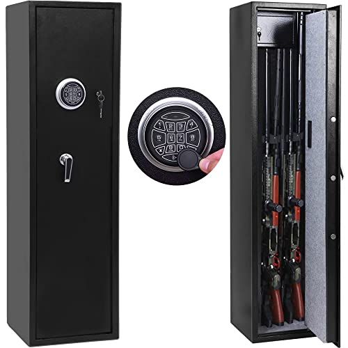 Bafuska Rifle Gun Safe,Quick Access 5 Gun safe for rifles and shotguns,large long gun safe with Digital Keypad,Removable Storage Shelf and Separate Pistol Lock Box