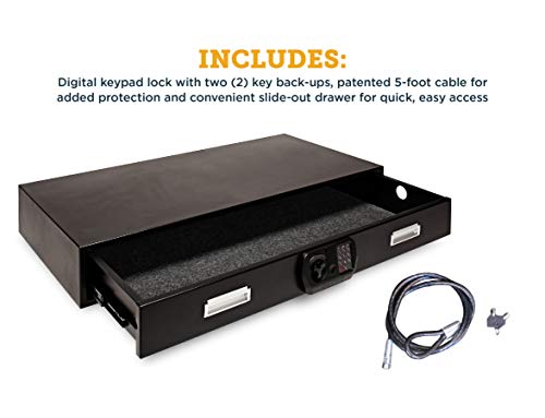 SnapSafe Under Bed Safe, Large – Under Bed Gun Safe for Firearms, Ammunition and Valuables – Fits in Trunk of Small SUVs – Easy Access, Out of Sight, Space Saving – Black, 40 x 6 x 22 Inches
