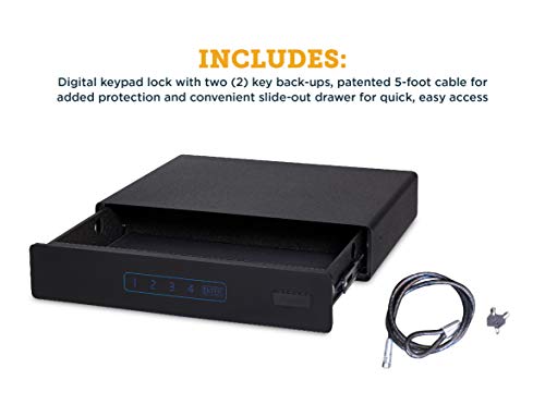 SnapSafe Under Bed Safe, Large – Under Bed Gun Safe for Firearms, Ammunition and Valuables – Fits in Trunk of Small SUVs – Easy Access, Out of Sight, Space Saving – Black, 40 x 6 x 22 Inches
