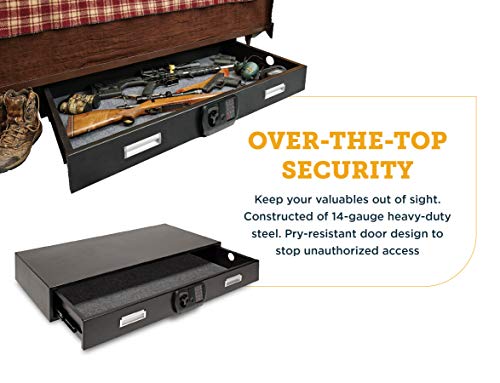 SnapSafe Under Bed Safe, Large – Under Bed Gun Safe for Firearms, Ammunition and Valuables – Fits in Trunk of Small SUVs – Easy Access, Out of Sight, Space Saving – Black, 40 x 6 x 22 Inches