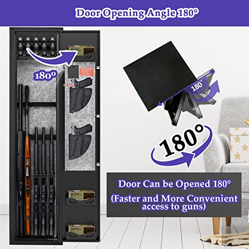 3-5 Rifle Gun Safe, Gun Safes for Home Rifle and Pistols, Quick Access Gun Safes for Rifles and Shotguns,gun cabinets with Adjustable Pistol Rack, Pockets and Removable Shelf