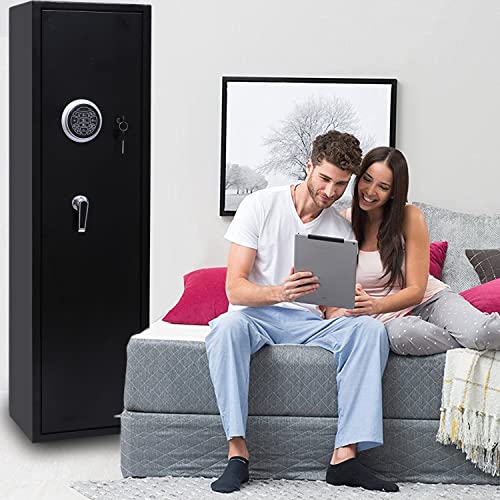 Bafuska Rifle Gun Safe,Quick Access 5 Gun safe for rifles and shotguns,large long gun safe with Digital Keypad,Removable Storage Shelf and Separate Pistol Lock Box