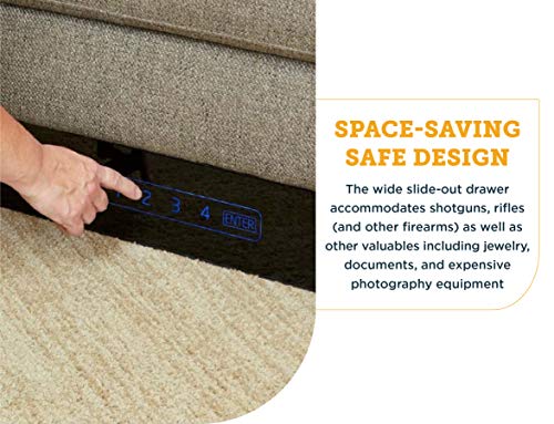 SnapSafe Under Bed Safe, Large – Under Bed Gun Safe for Firearms, Ammunition and Valuables – Fits in Trunk of Small SUVs – Easy Access, Out of Sight, Space Saving – Black, 40 x 6 x 22 Inches