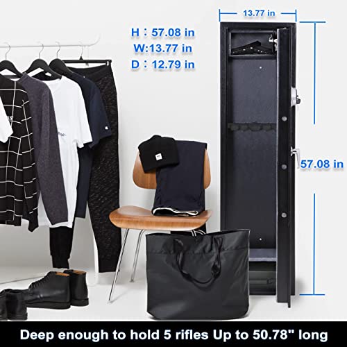 Bafuska Rifle Gun Safe,Quick Access 5 Gun safe for rifles and shotguns,large long gun safe with Digital Keypad,Removable Storage Shelf and Separate Pistol Lock Box