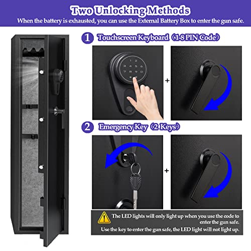 3-5 Rifle Gun Safe, Gun Safes for Home Rifle and Pistols, Quick Access Gun Safes for Rifles and Shotguns,gun cabinets with Adjustable Pistol Rack, Pockets and Removable Shelf