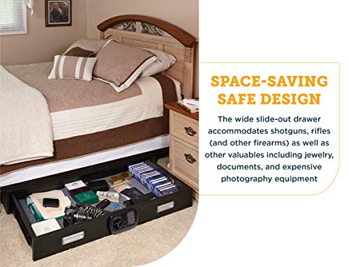 SnapSafe Under Bed Safe, Large – Under Bed Gun Safe for Firearms, Ammunition and Valuables – Fits in Trunk of Small SUVs – Easy Access, Out of Sight, Space Saving – Black, 40 x 6 x 22 Inches