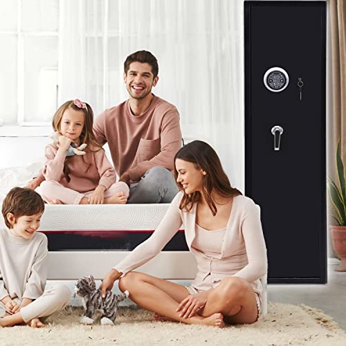 Bafuska Rifle Gun Safe,Quick Access 5 Gun safe for rifles and shotguns,large long gun safe with Digital Keypad,Removable Storage Shelf and Separate Pistol Lock Box