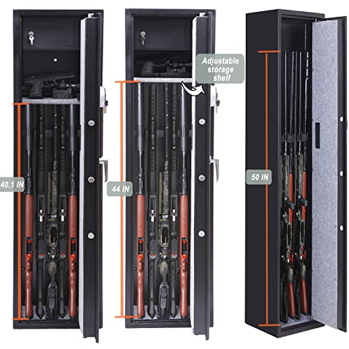 Bafuska Rifle Gun Safe,Quick Access 5 Gun safe for rifles and shotguns,large long gun safe with Digital Keypad,Removable Storage Shelf and Separate Pistol Lock Box